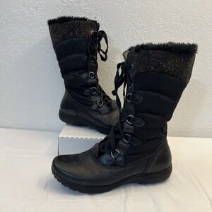 Baretraps Leather black boots Lined Faux Fur Corie Mid Calf Full Zip Sz 9.5